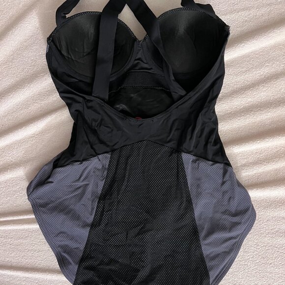 Spanx black and gray dot onepiece swim shapewear size small - Picture 5 of 7